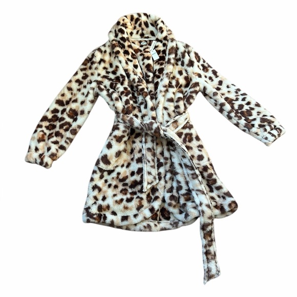 Aerie Leopard Print Plushie Robe Loungewear College Dorm Womens Sz XS/S NWT - Picture 2 of 10